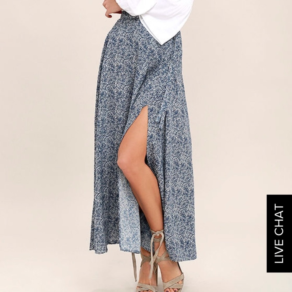 Navy Blue print wrap maxi skirt